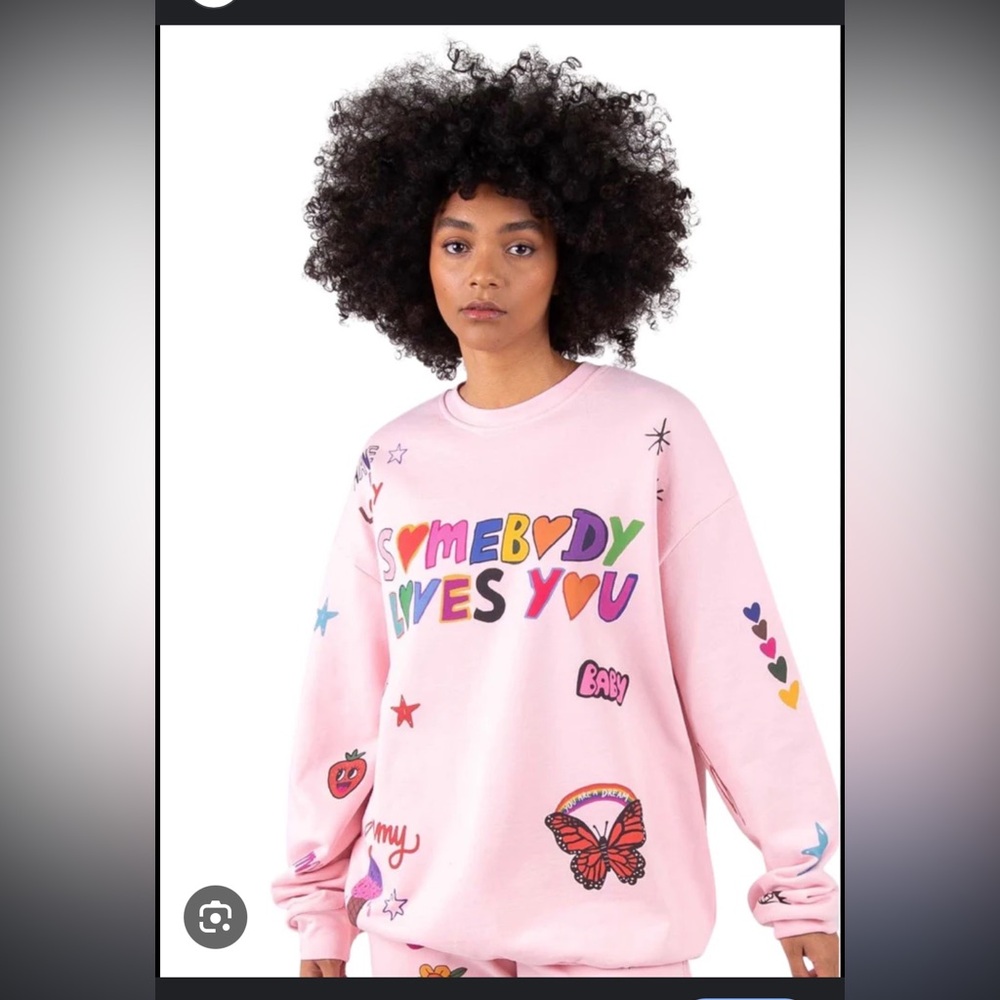 Mayfair Group Somebody Loves Crewneck Sweatshirt in Pink One Size